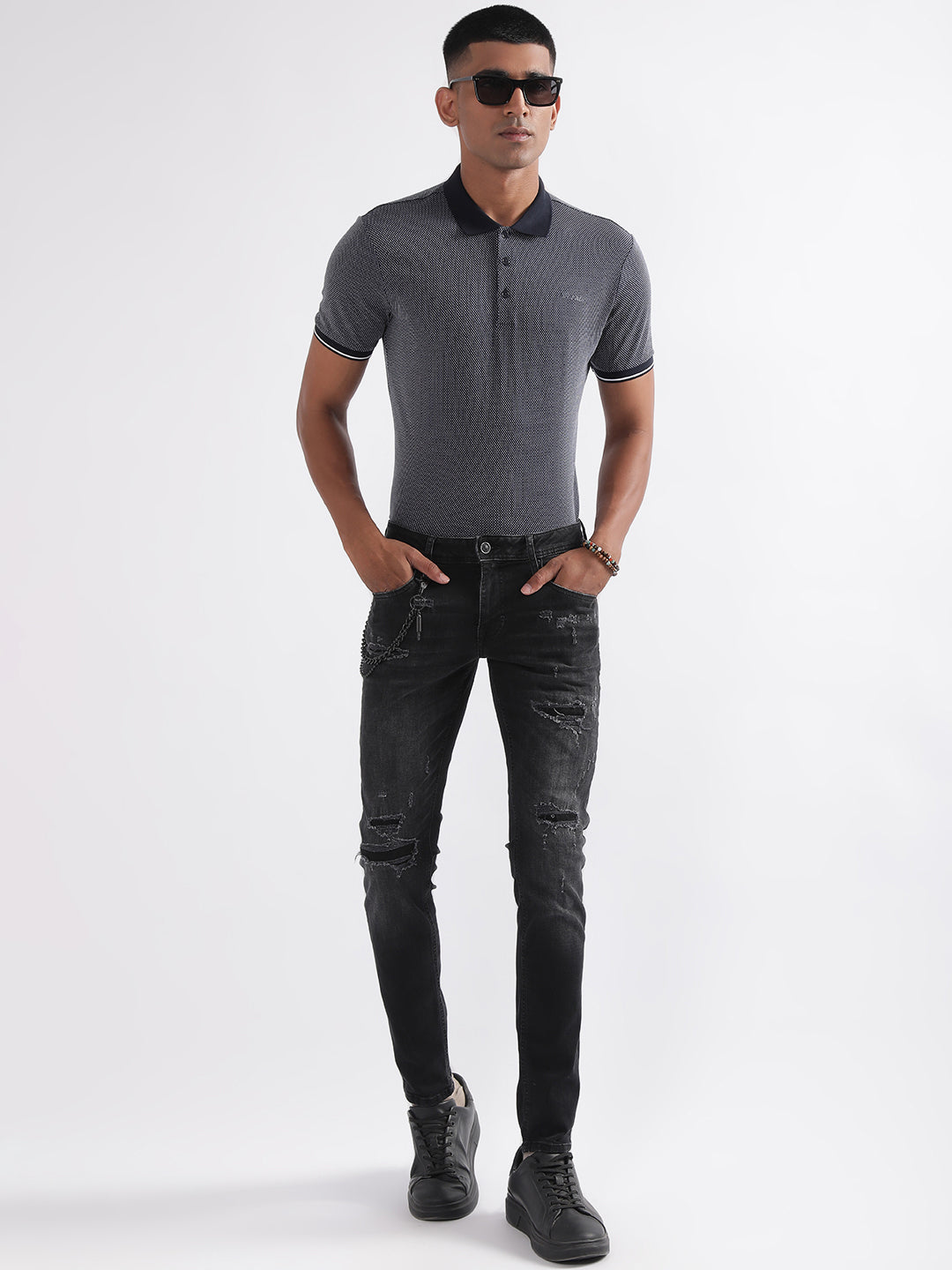 Antony Morato Men Tapered Fit Mildly Distressed Heavy Fade Jeans