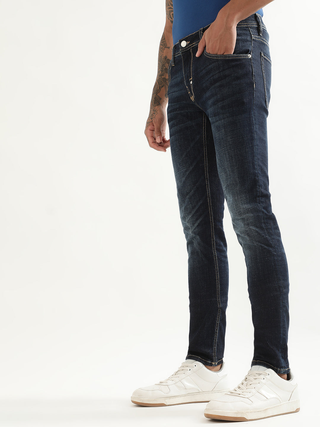 Antony Morato Men Super Skinny Fit Cotton Mid-Rise Stretchable Jeans