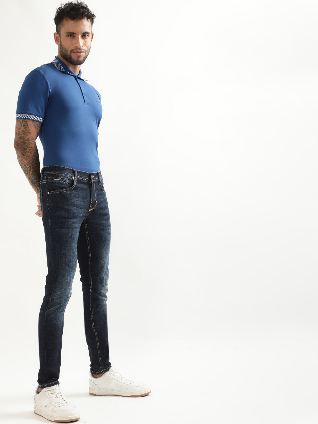 Antony Morato Men Super Skinny Fit Cotton Mid-Rise Stretchable Jeans