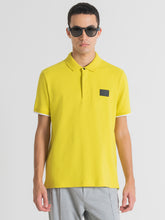 Antony Morato Men Yellow Polo Collar Applique Slim Fit T-shirt