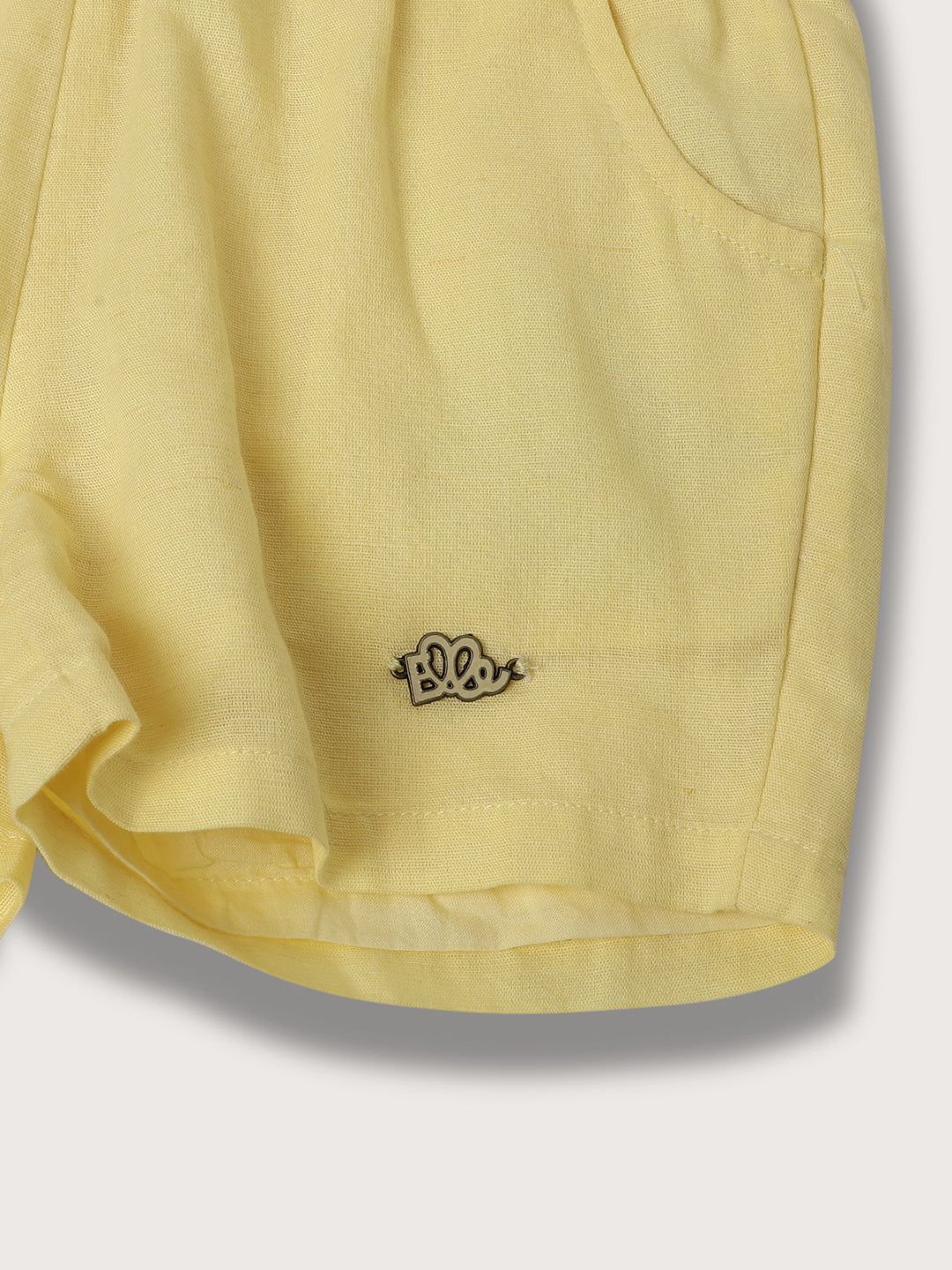 Elle Kids Girls Lemon Yellow Solid Regular Fit Shorts