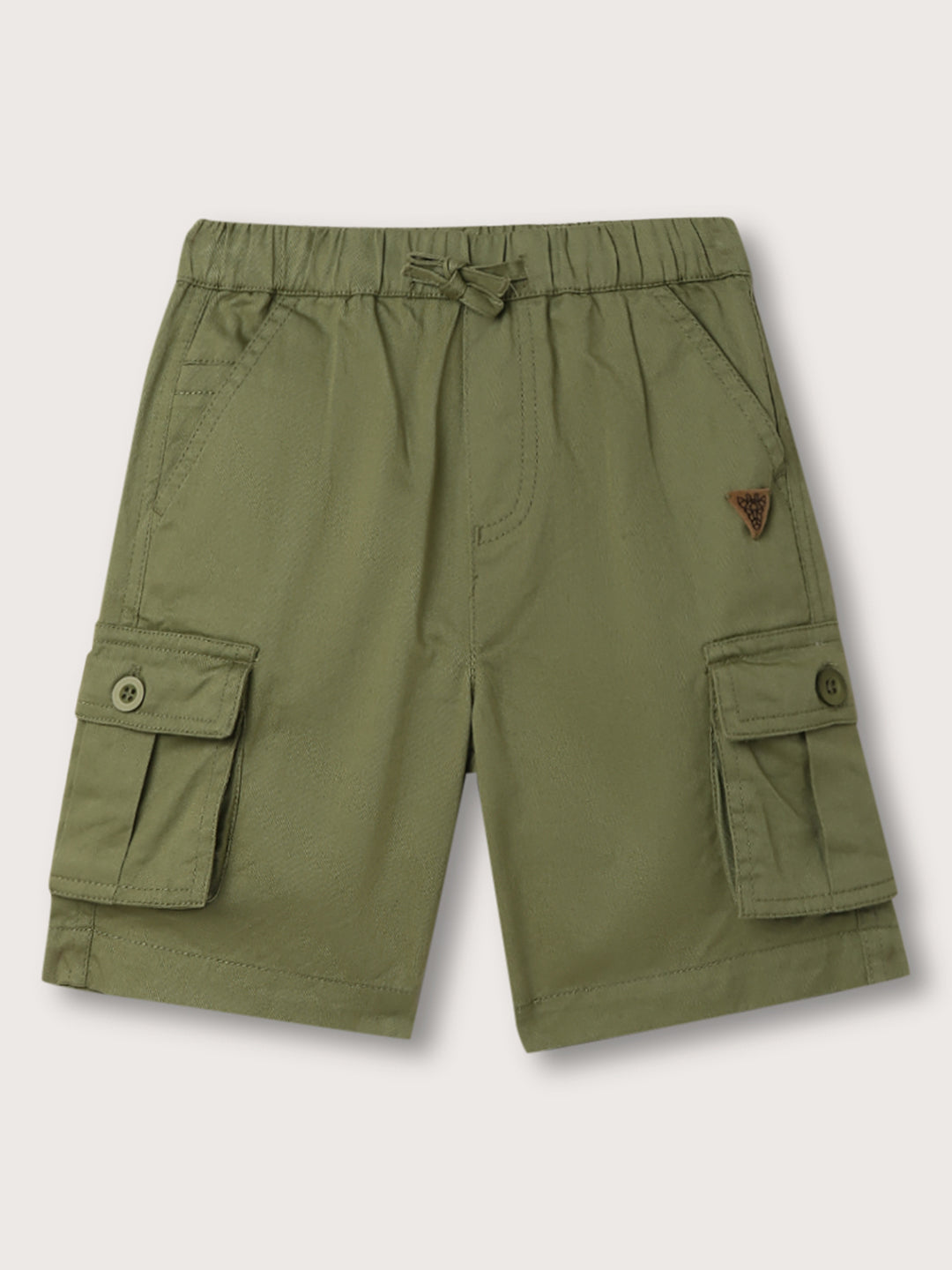 Blue Giraffe Boys Olive Solid Regular Fit Shorts
