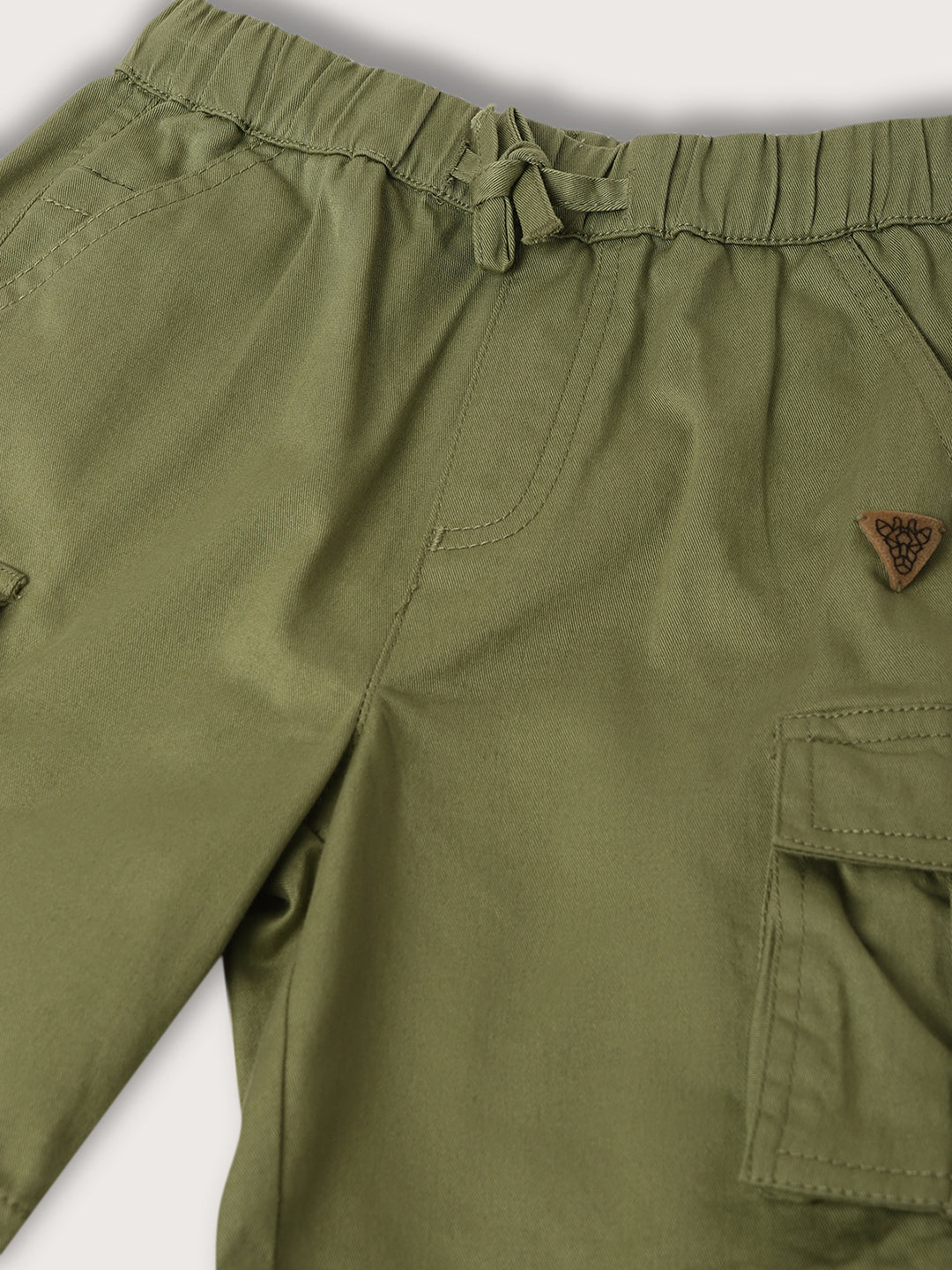 Blue Giraffe Boys Olive Solid Regular Fit Shorts