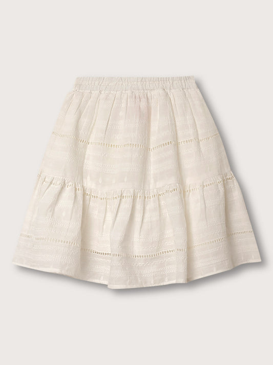Blue Giraffe Girls White Embroidered Regular Fit Skirt