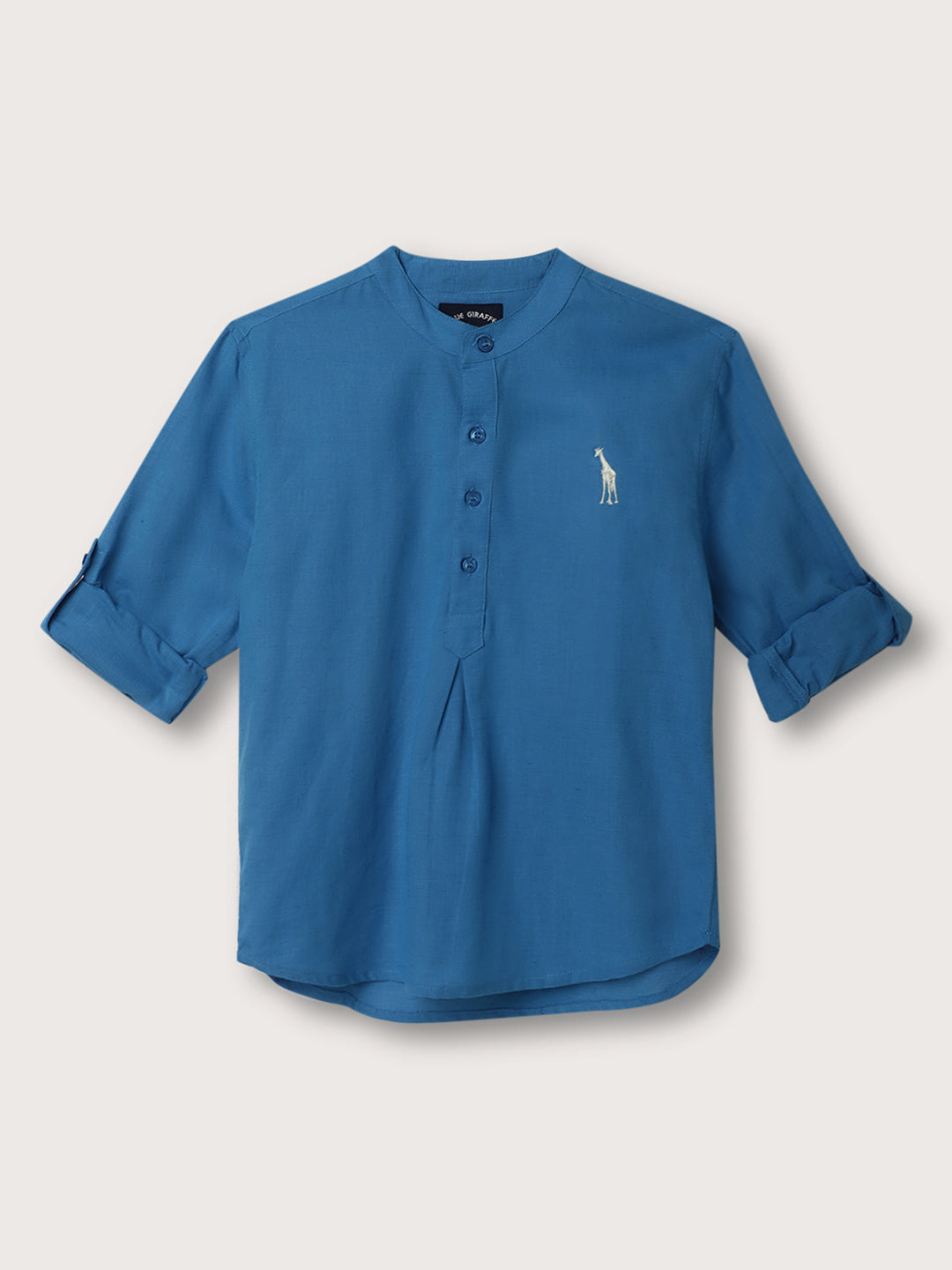 Blue Giraffe Boys Blue Solid Collar Shirt