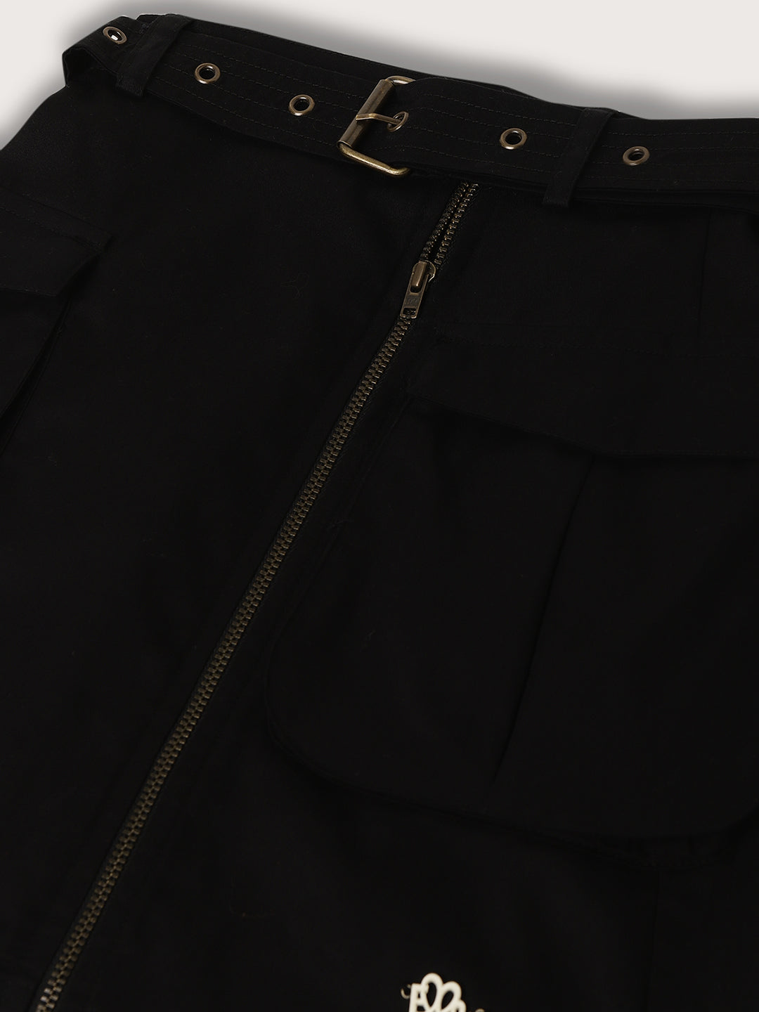 Elle Kids Girls Black Solid Straight Fit Skirt