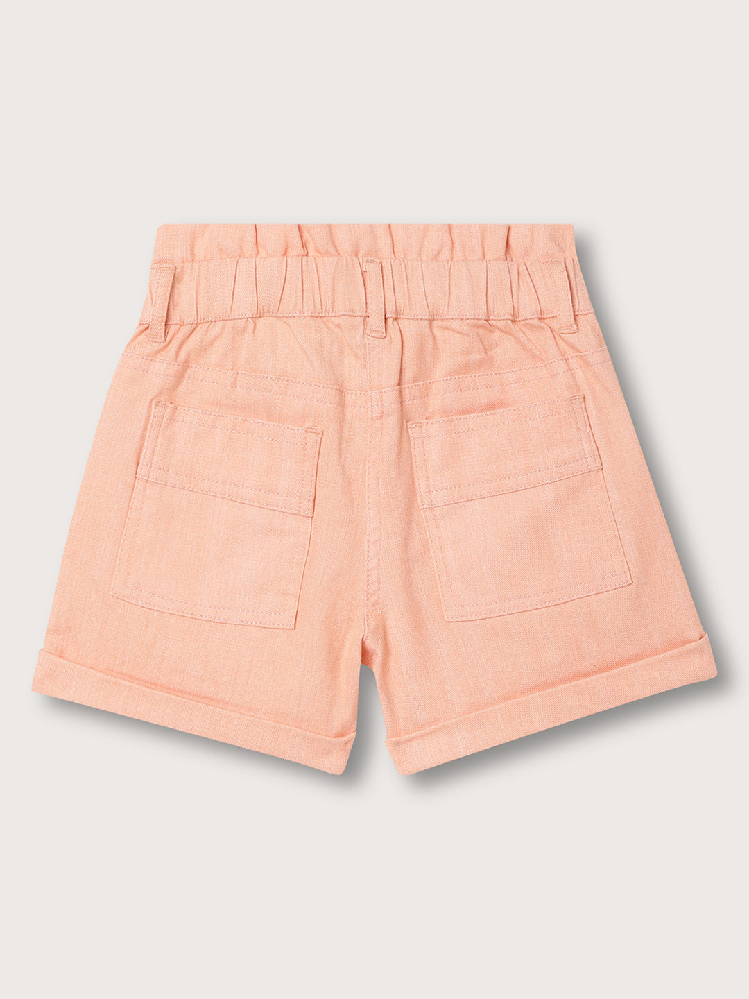 Elle Kids Girls Pastel Orange Solid Regular Fit Shorts