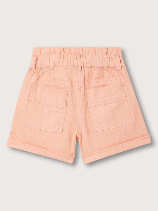 Elle Kids Girls Pastel Orange Solid Regular Fit Shorts