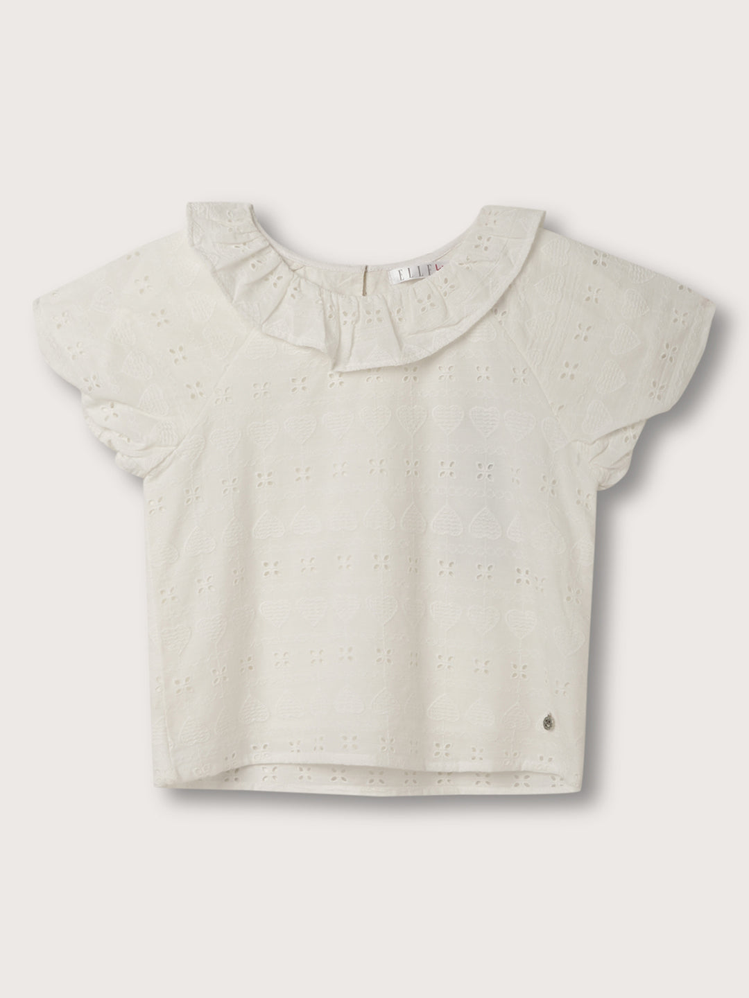 Elle Kids Girls White Solid Round Neck Top