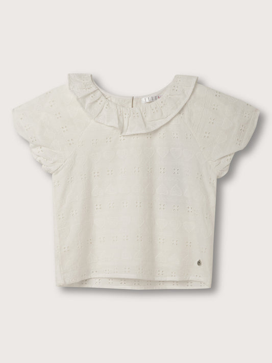 Elle Kids Girls White Solid Round Neck Top