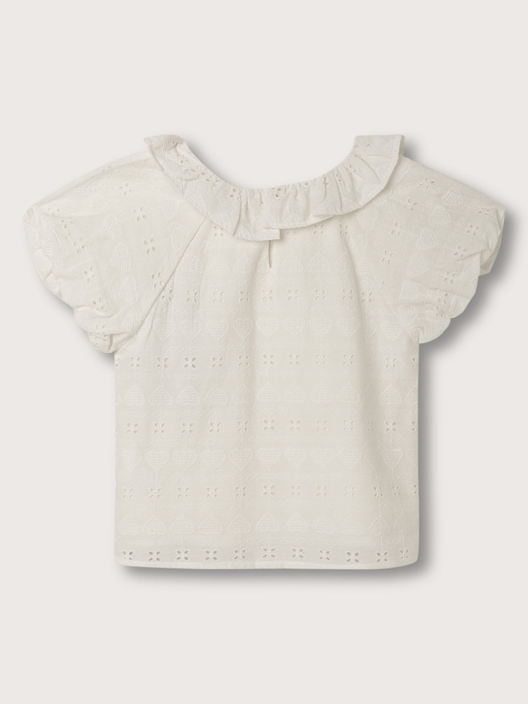 Elle Kids Girls White Solid Round Neck Top