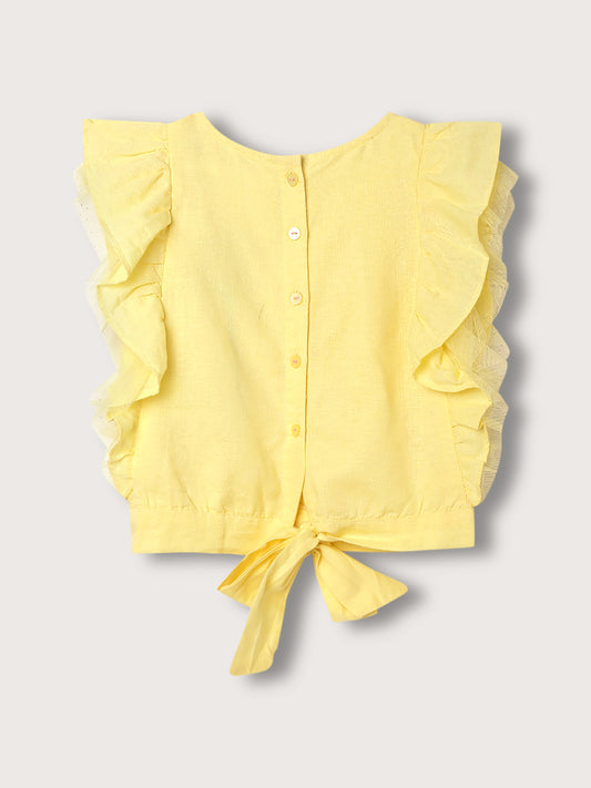 Elle Kids Girls Lemon Yellow Round Neck Top
