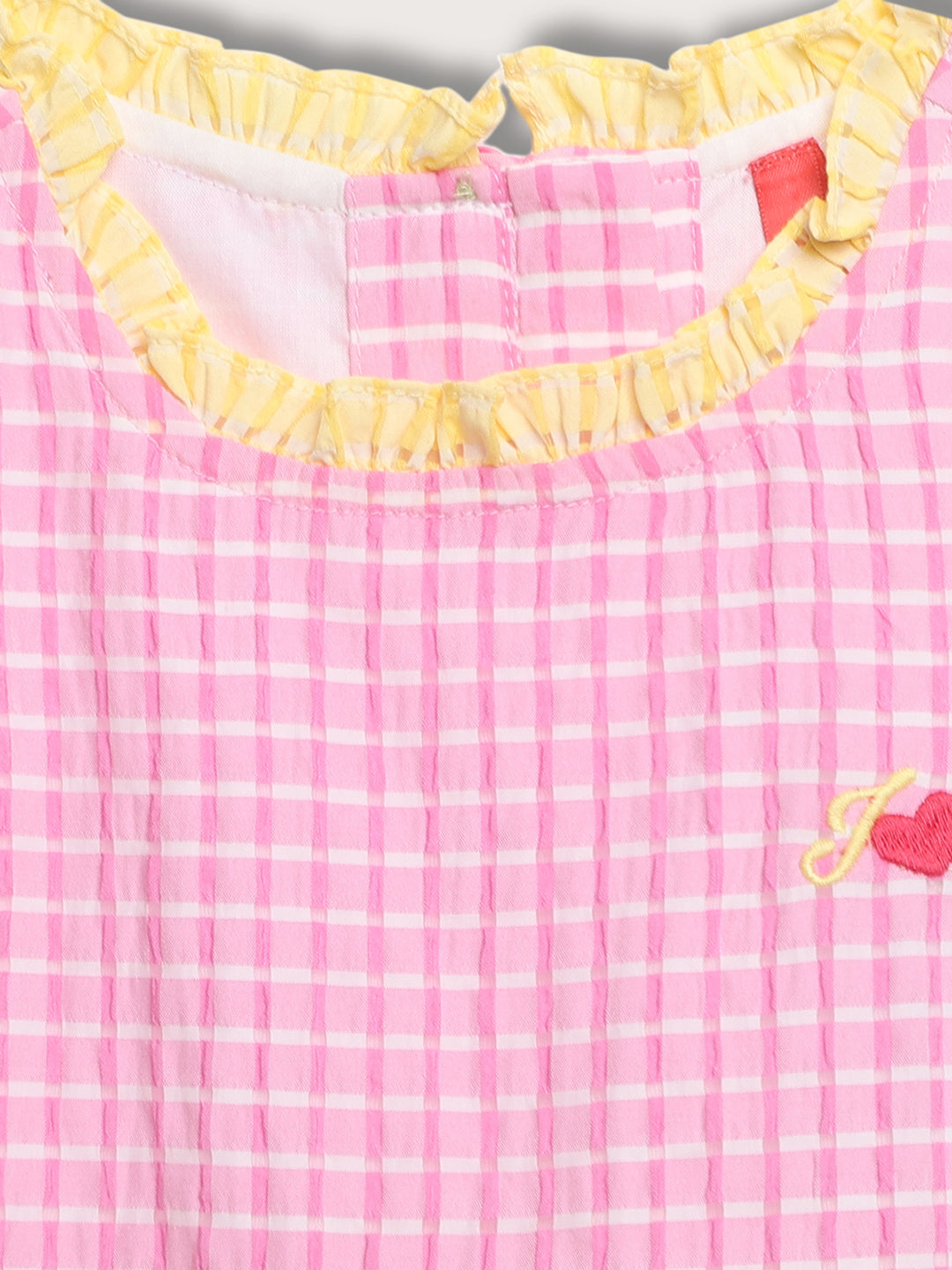 Blue Giraffe Girls Multi Checked Round Neck Dress