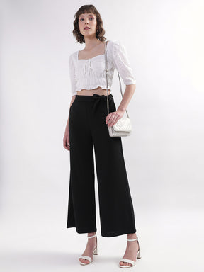 Centre Stage Women Black Fit and Flare Trouser
