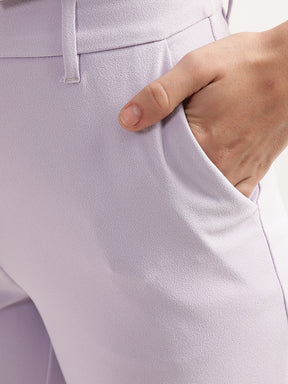 Centre Stage Women Lilac Solid Slim Fit Trouser