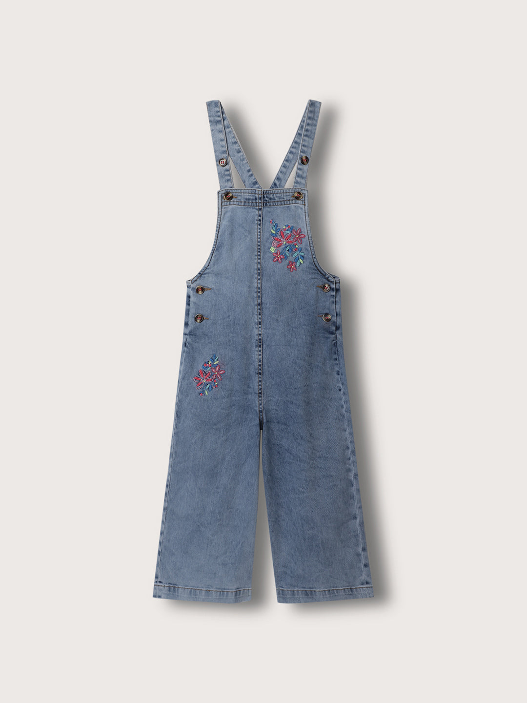 Blue Giraffe Girls Blue Square Neck Solid Jumpsuit