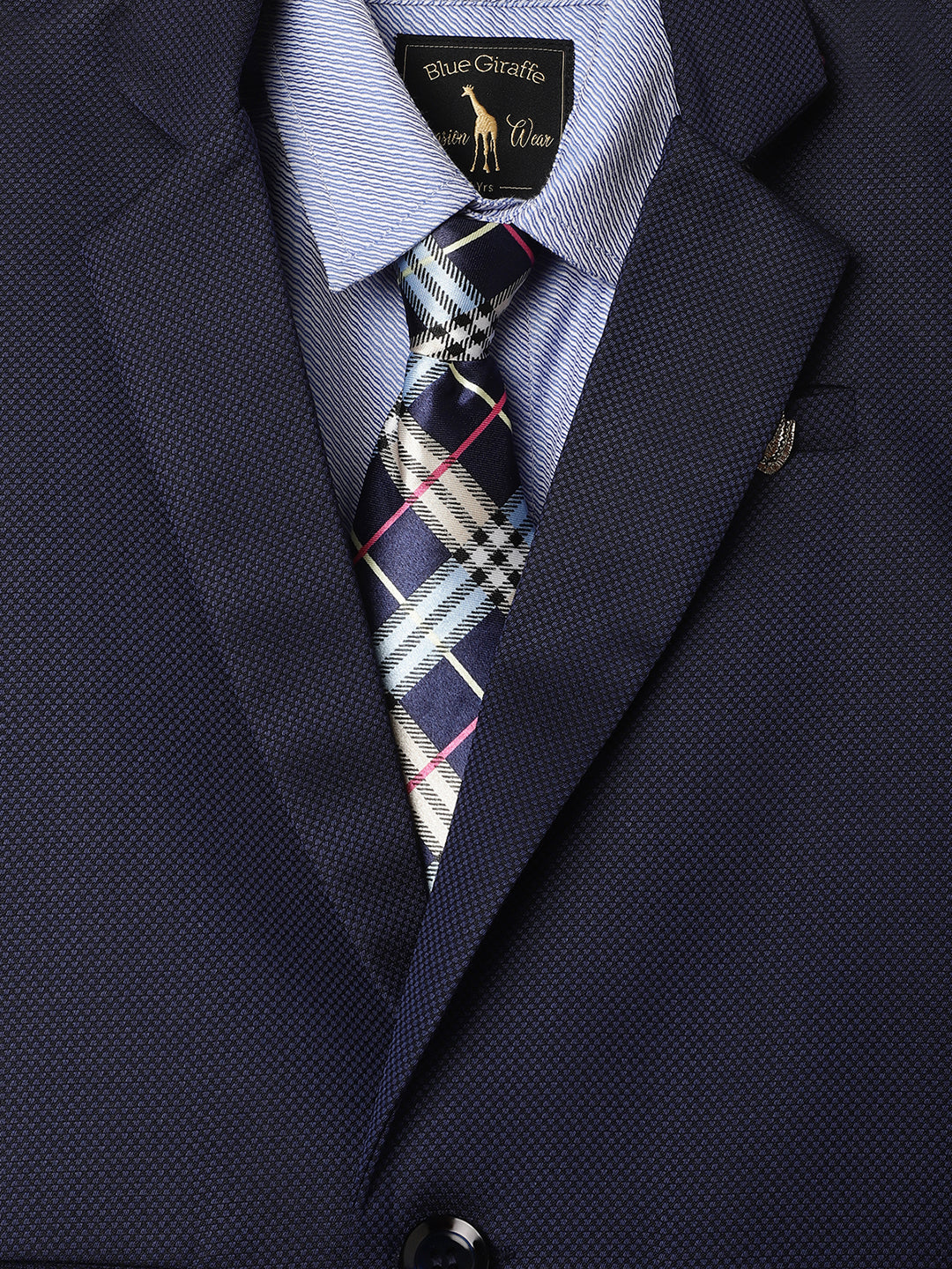 Blue Giraffe Boys Multi Collar Solid Suit