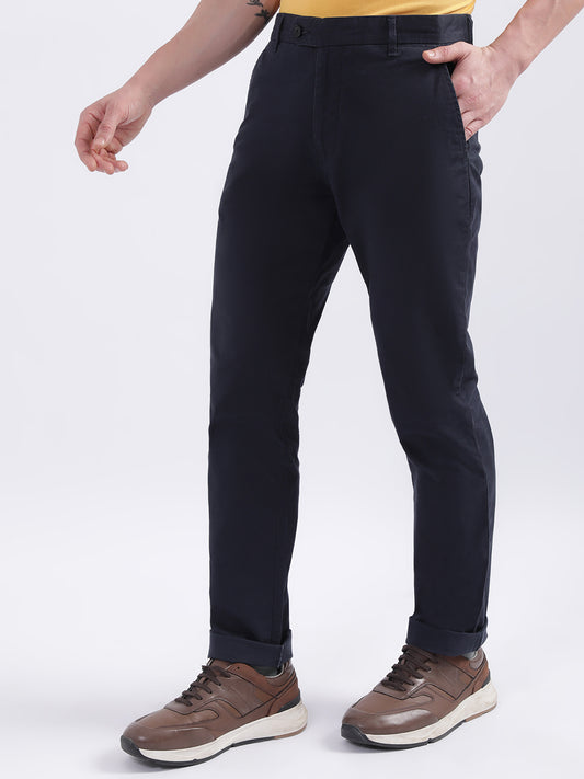 Iconic Men Blue Solid Slim Fit Chinos