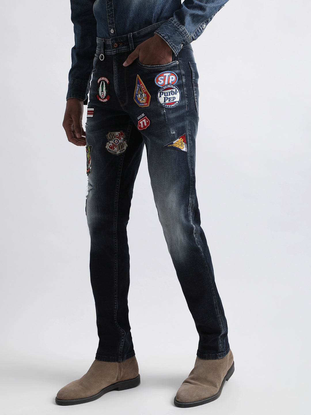 Iconic Men Black Solid Slim Fit Jeans