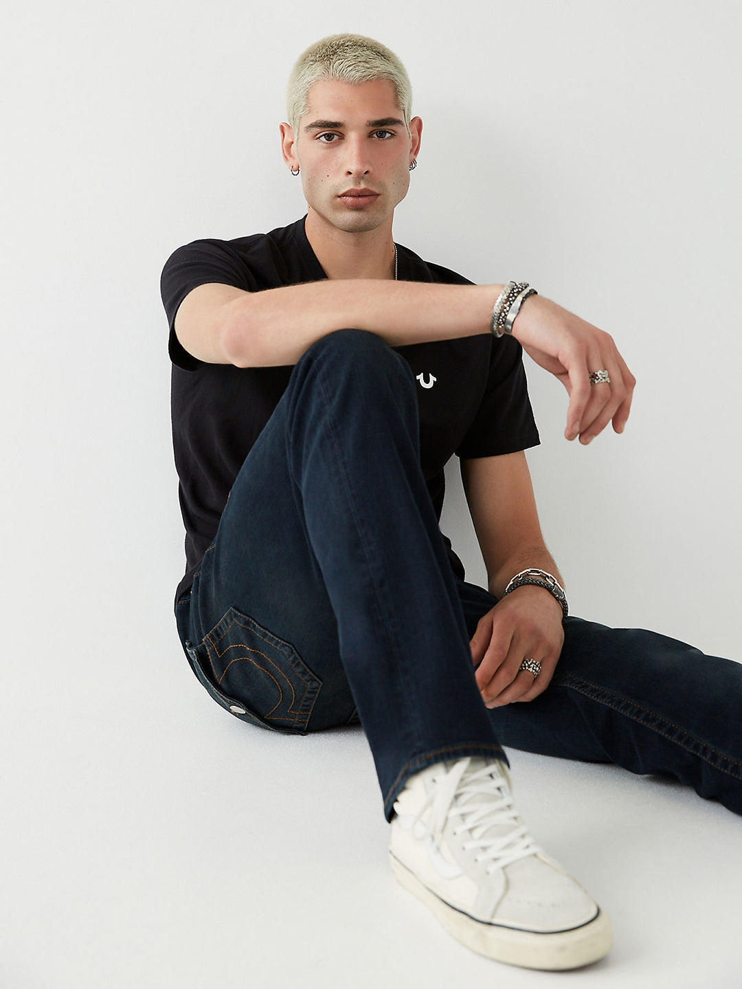 True Religion Men Solid Straight Fit Jeans