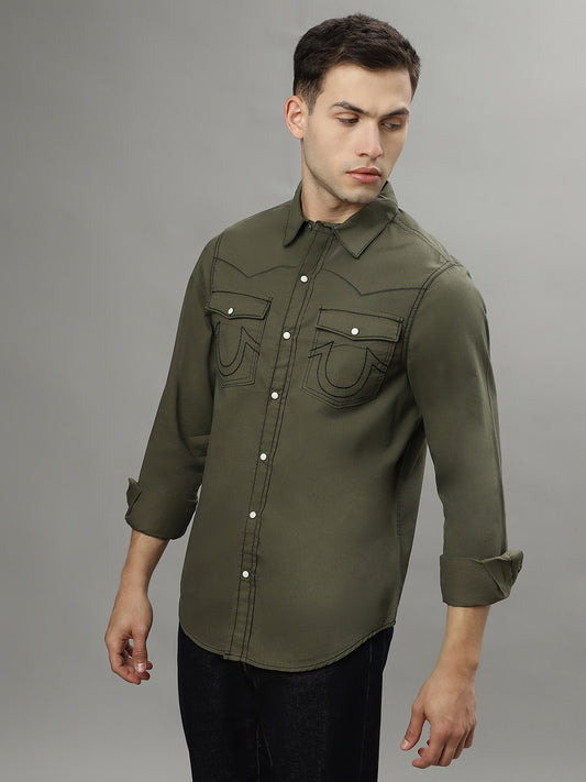 True Religion Green Fashion Regular Fit Shirt