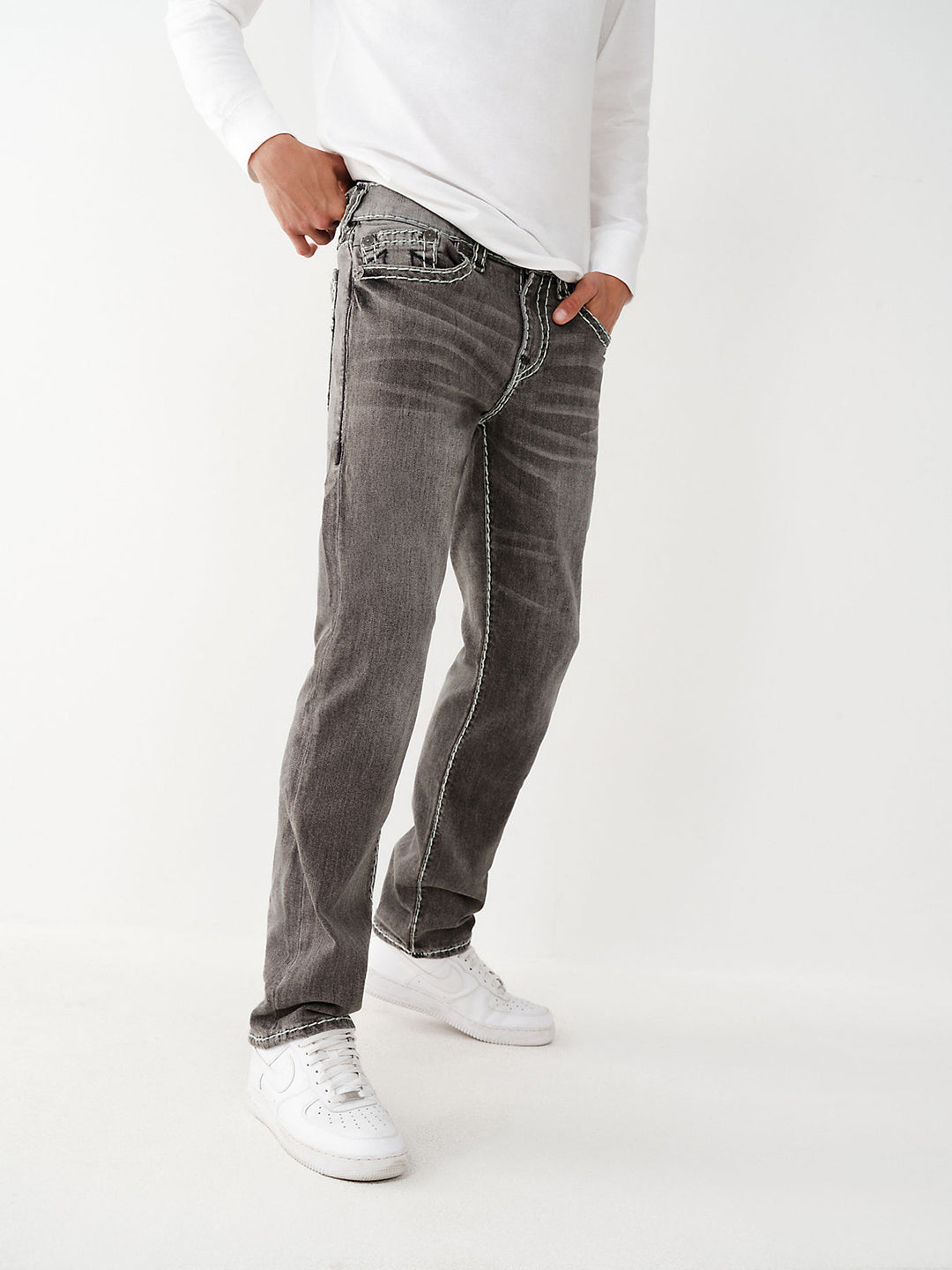 True Religion Men Faded Skinny Fit Jeans