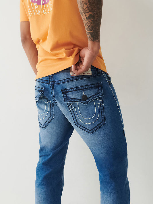 True Religion Men Faded Straight Fit Jeans