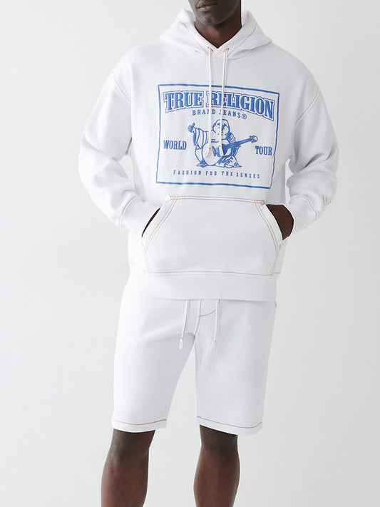 True Religion Men Solid Full Sleeves Hooded Sweatshirt