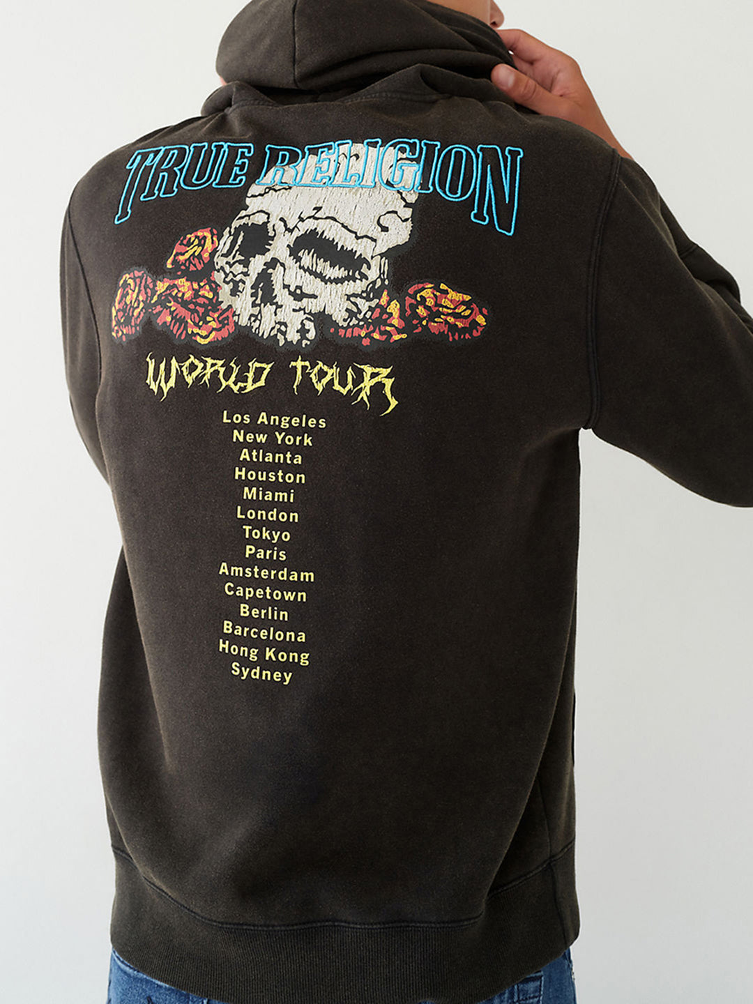 True Religion Men Printed Full Sleeves Hooded Sweatshirt