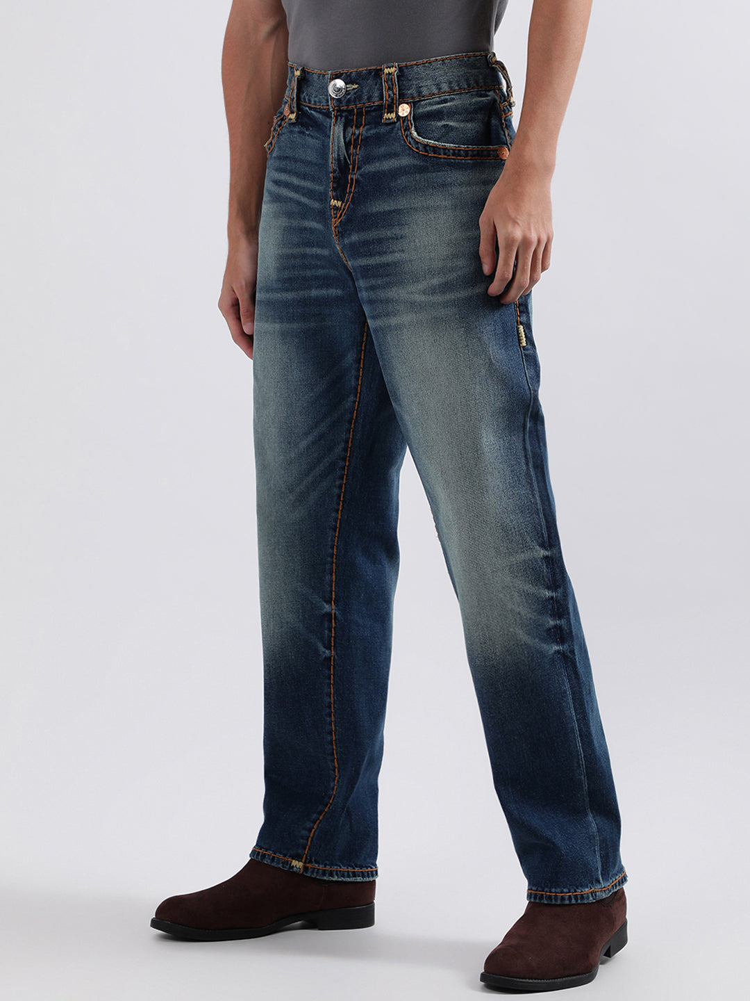 True Religion Men Solid Regular Fit Jeans