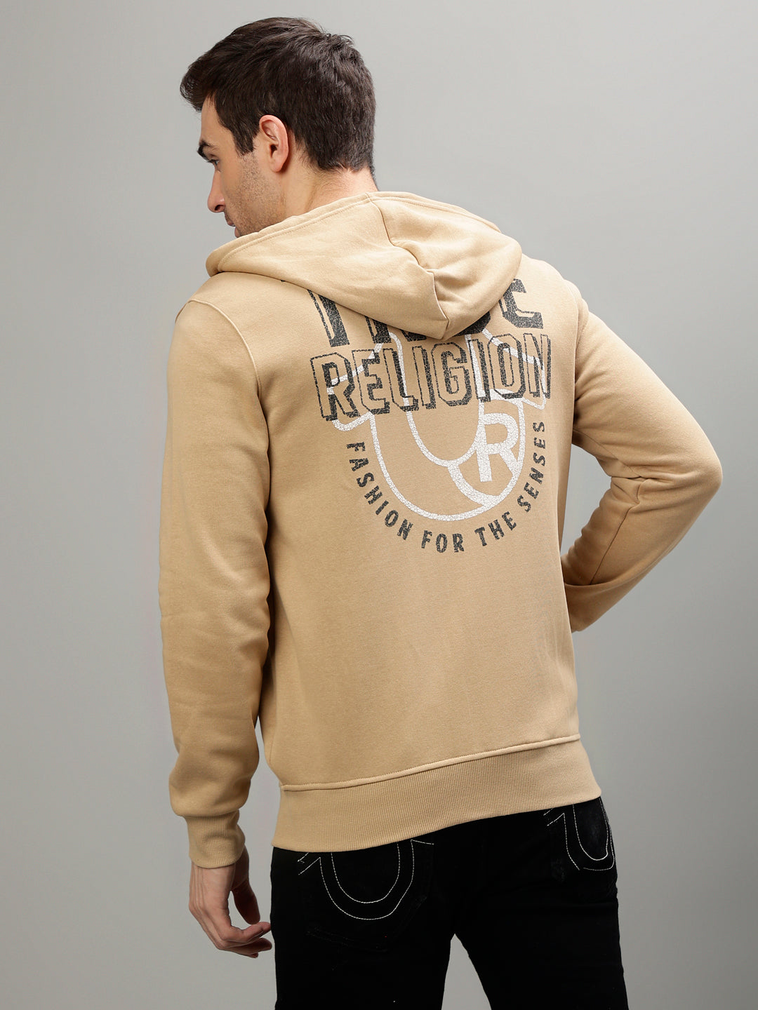 True Religion Men Solid Hooded Full Sleeves Sweatshirt