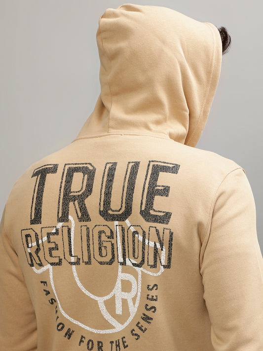 True Religion Men Solid Hooded Full Sleeves Sweatshirt