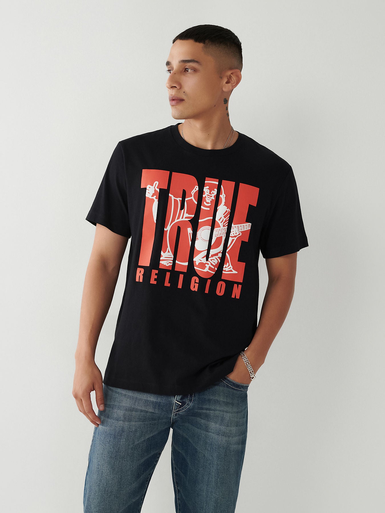 True Religion Black Fashion Logo Straight Fit T-Shirt