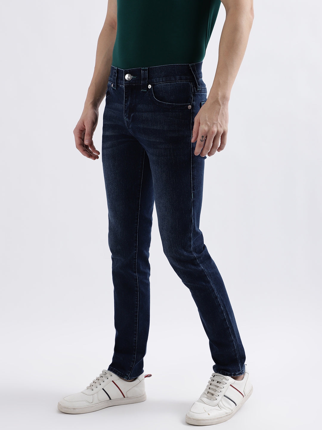 True Religion Men Blue Solid Straight Fit Jeans