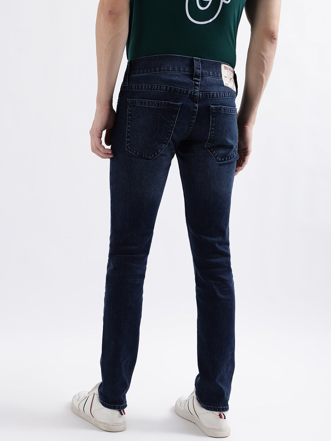 True Religion Men Blue Solid Straight Fit Jeans