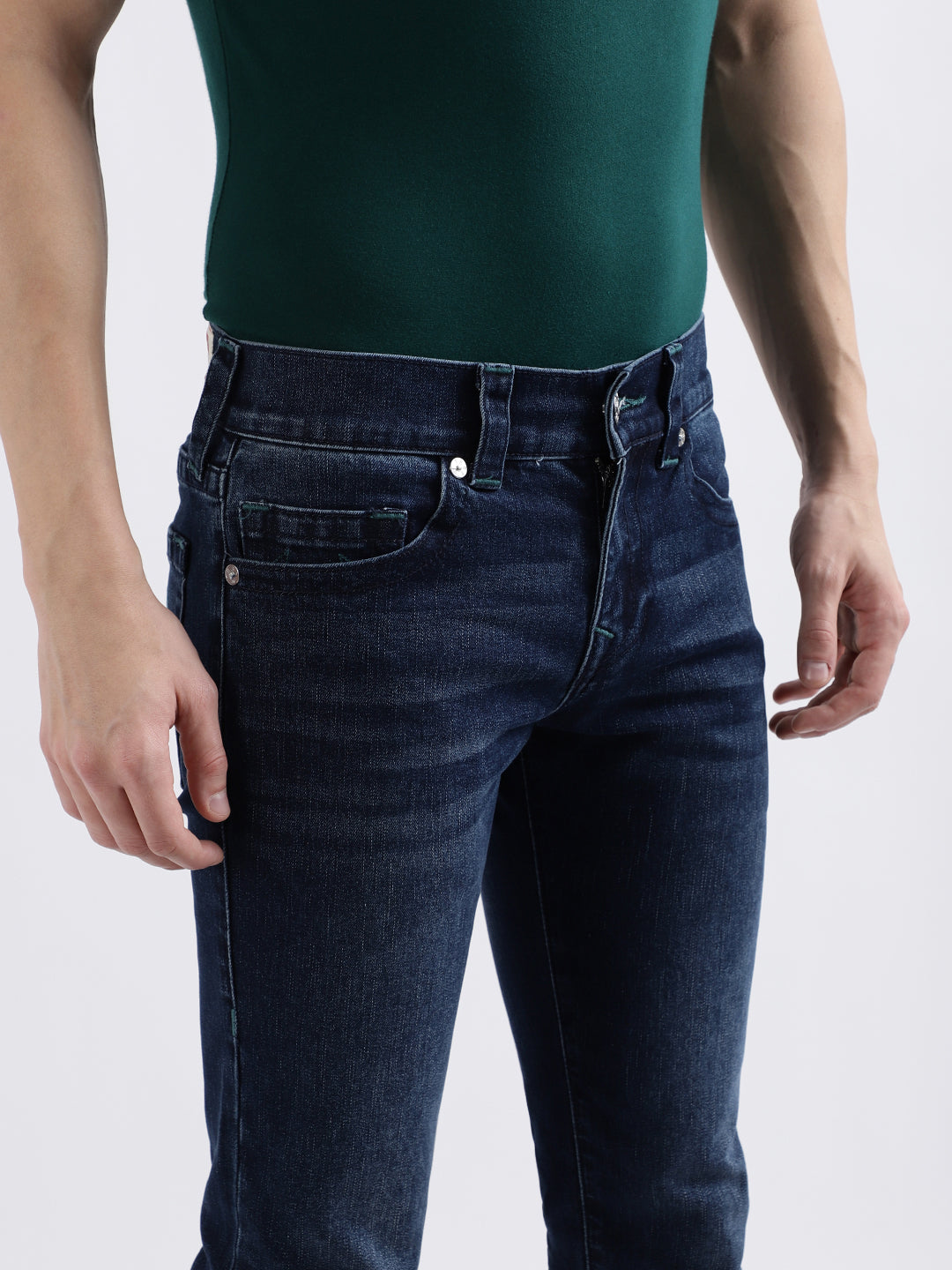 True Religion Men Blue Solid Straight Fit Jeans