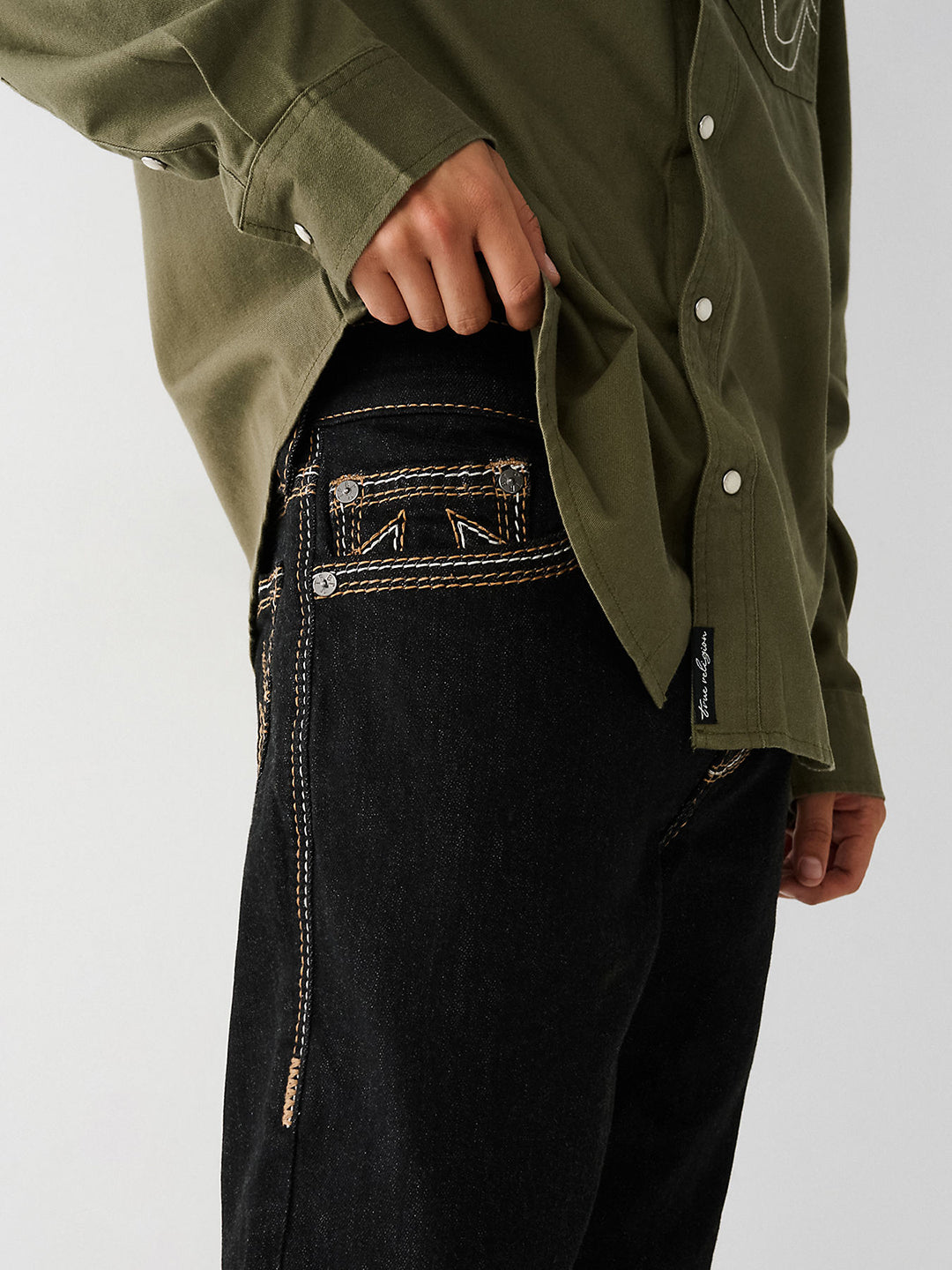 True Religion Men Solid Straight Fit Jeans