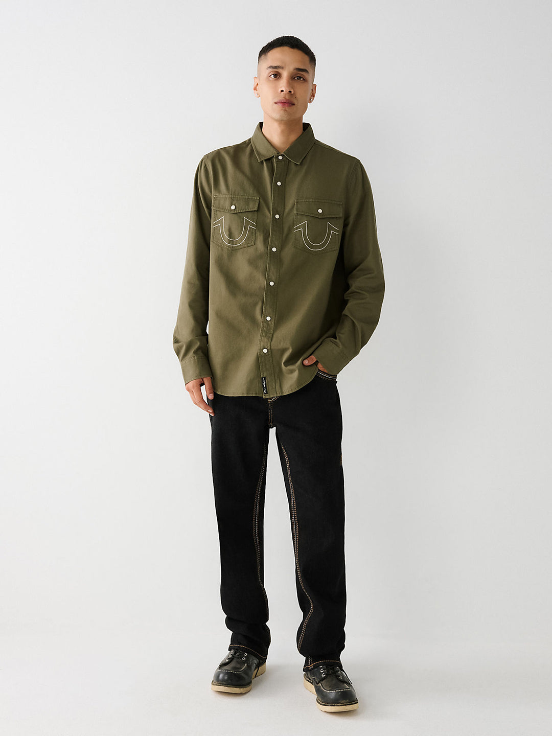 True Religion Men Solid Straight Fit Jeans