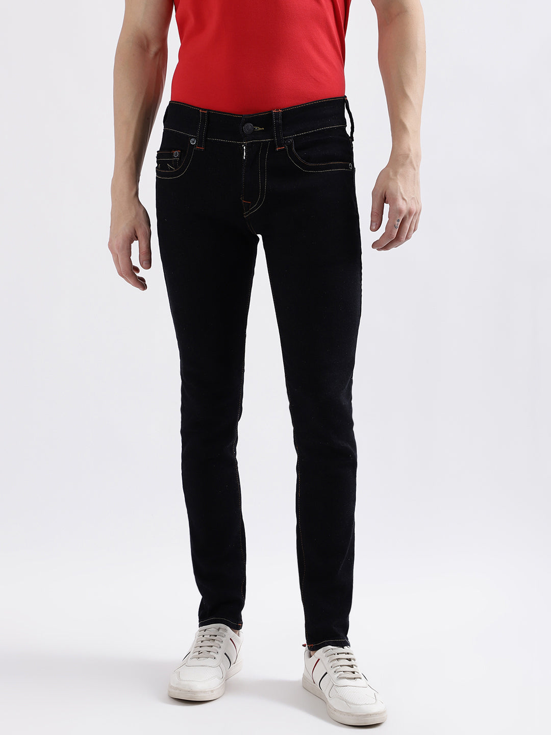 True Religion Men Blue Solid Skinny Fit Jeans