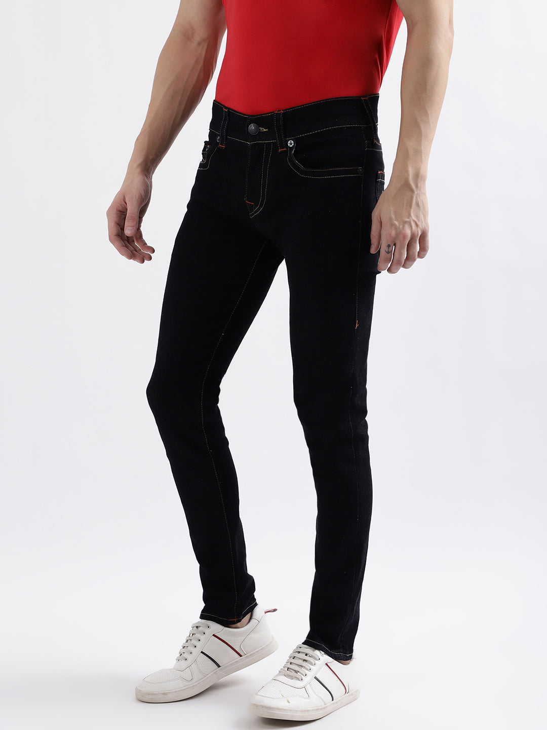 True Religion Men Blue Solid Skinny Fit Jeans