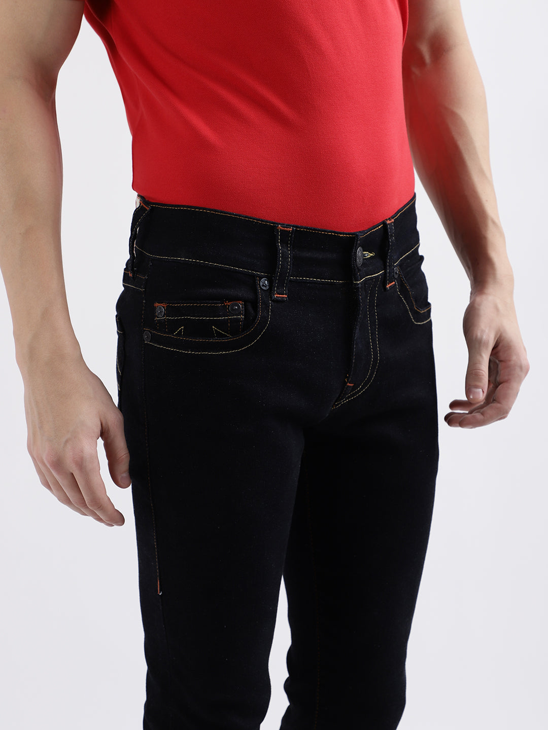 True Religion Men Blue Solid Skinny Fit Jeans