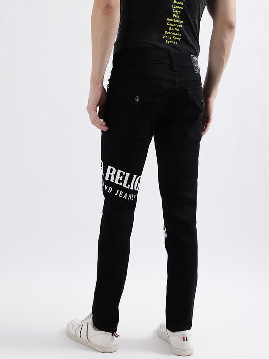 True Religion Men Black Printed Skinny Fit Jeans