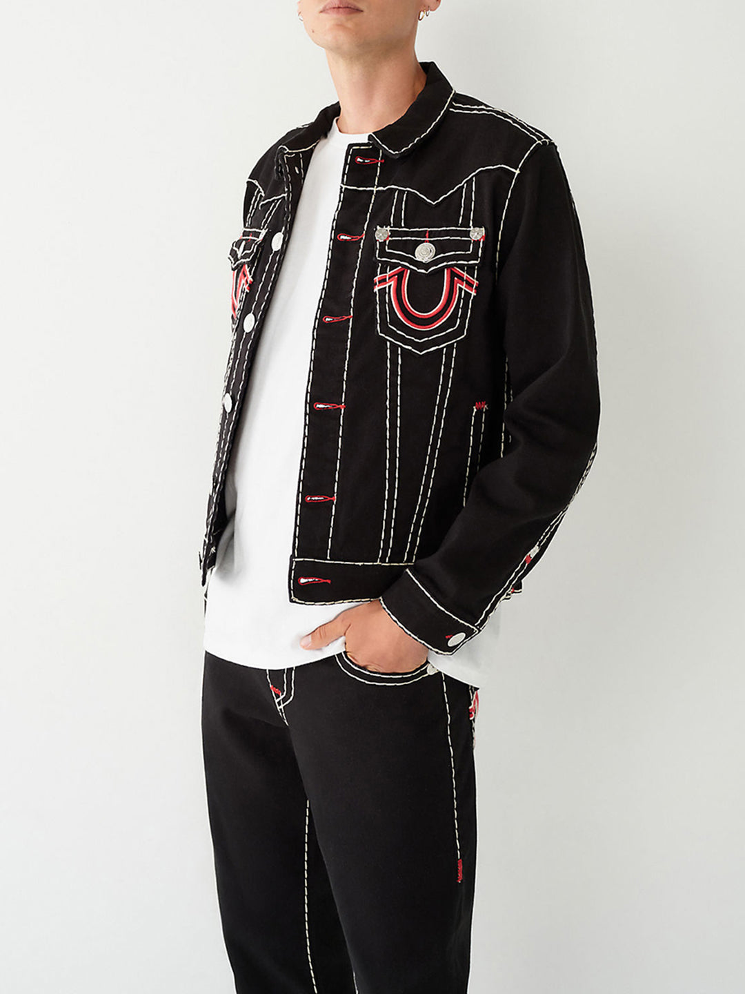 True Religion Men Solid Full Sleeves Collar Jacket