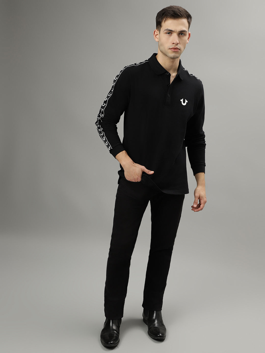 True Religion Black Fashion Regular Fit Polo T-Shirt