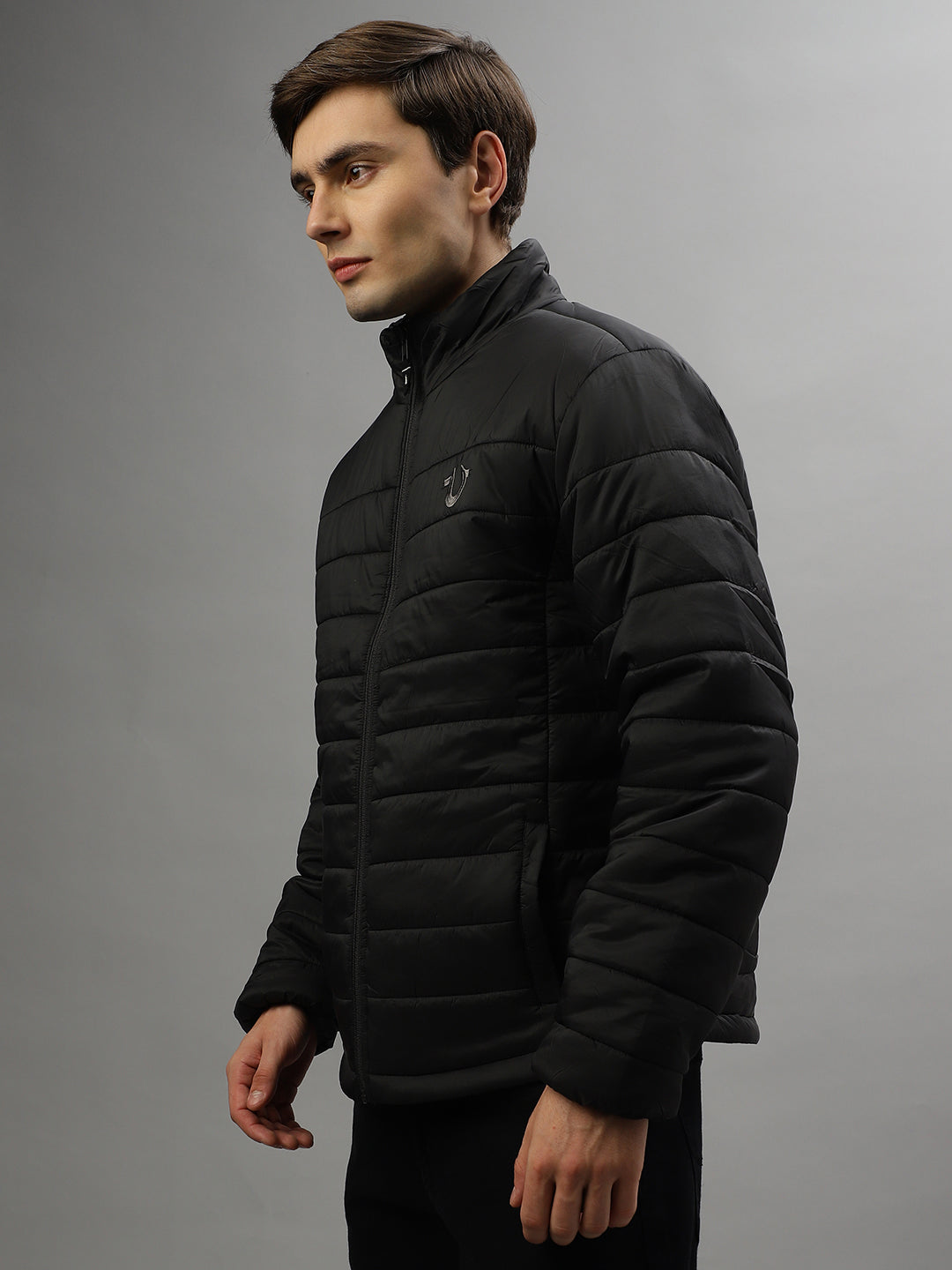 True Religion Men Solid Full Sleeves High Neck Jacket