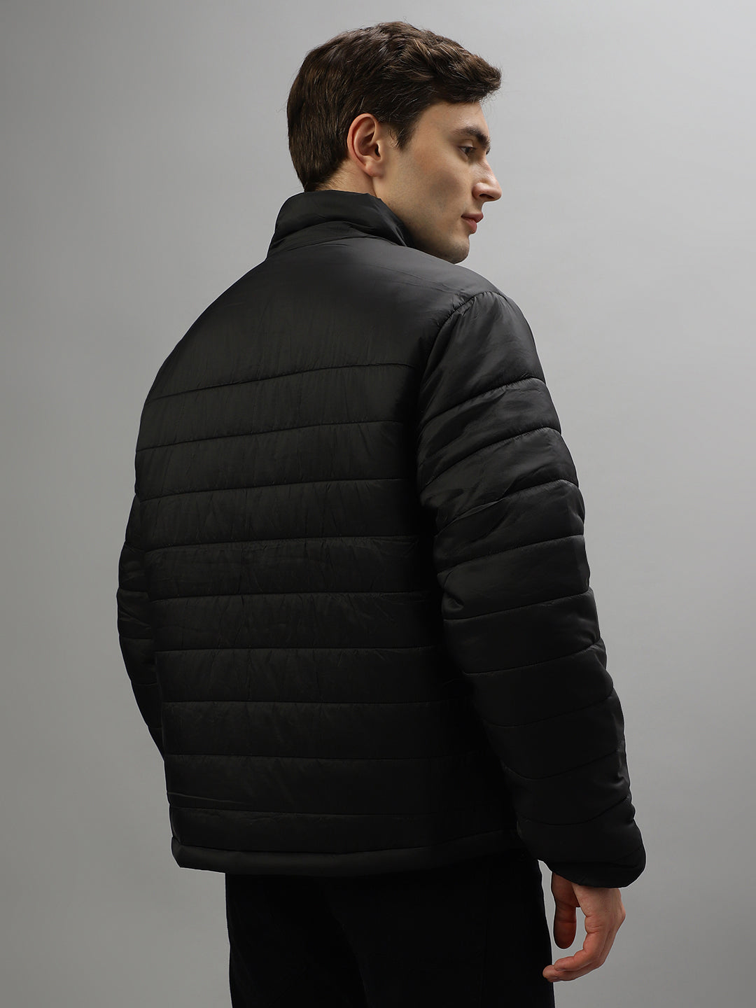 True Religion Men Solid Full Sleeves High Neck Jacket