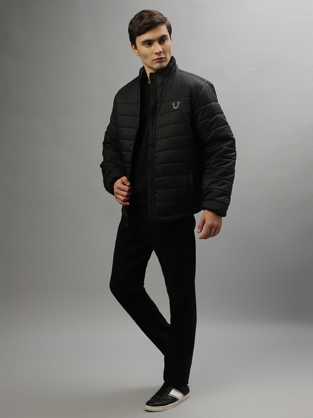 True Religion Men Solid Full Sleeves High Neck Jacket