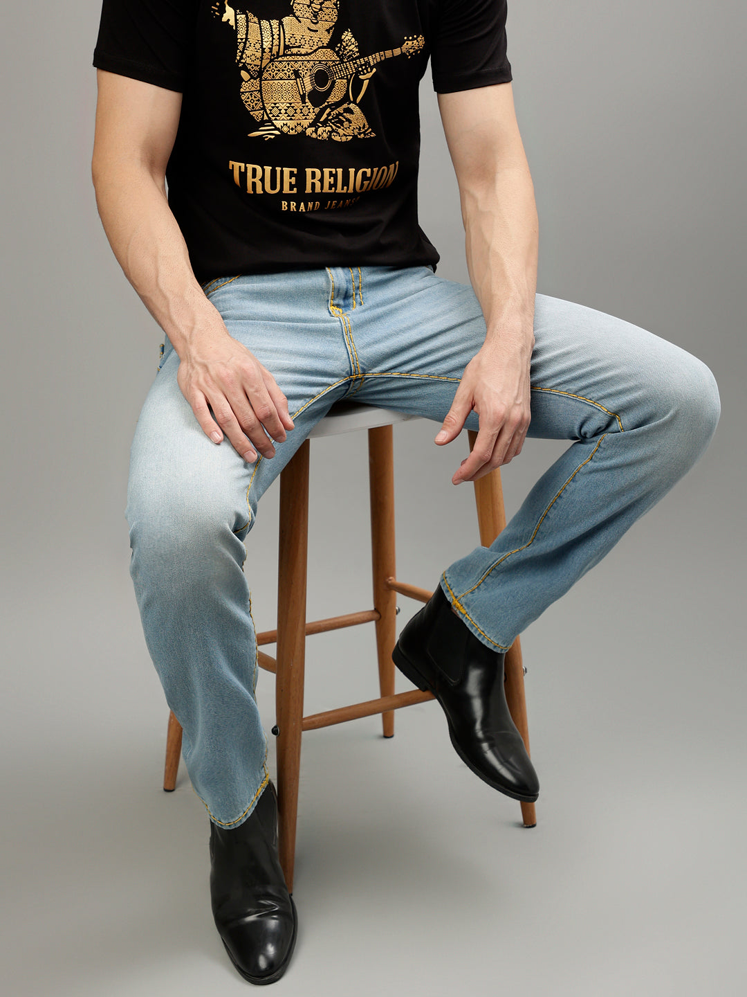 True Religion Men Solid Straight Fit Jeans