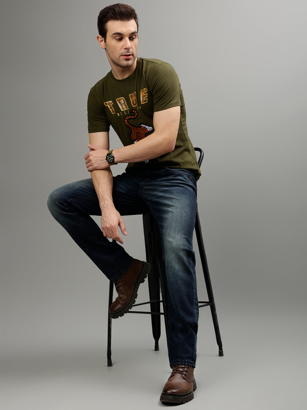 True Religion Men Solid Skinny Fit Jeans