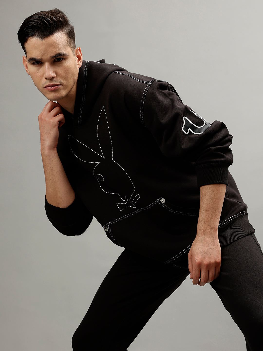 Shop True Religion Men Printed Hooded Long Sleeves Sweatshirt